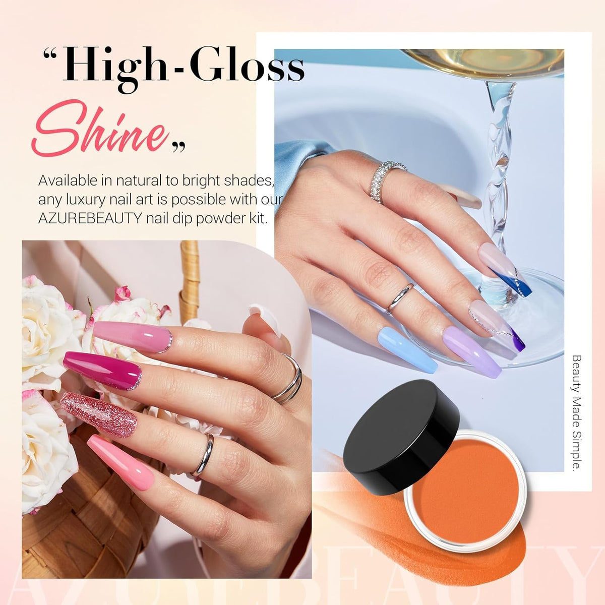 AZUREBEAUTY Dip Powder Nail Kit with Electric Nail Drill 24 Colors Nude Pink Glitter Red Green Nail
