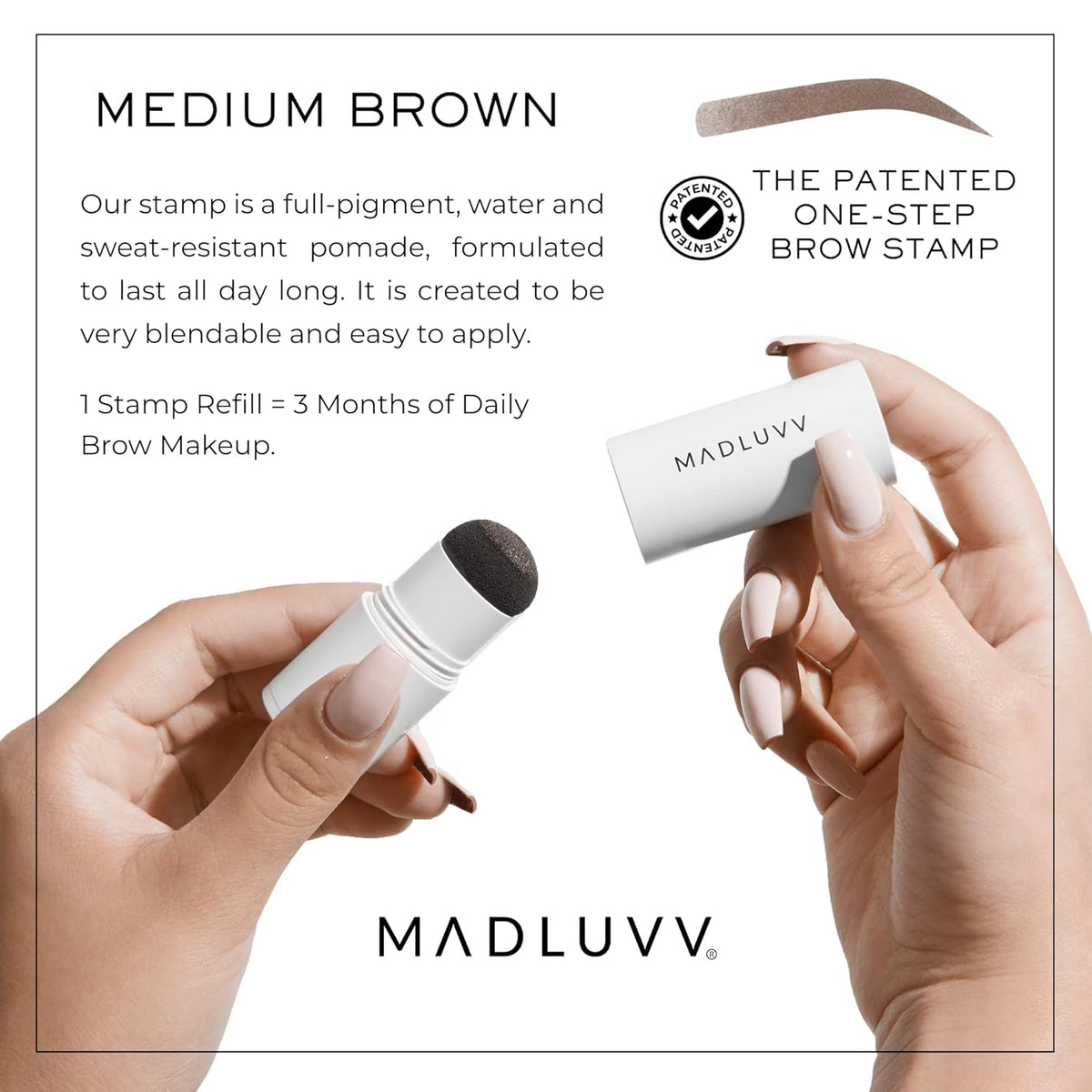 MADLUVV Brow Stamp Refill* - Color Stamp for Brows & Root Touch Up for Women & Men, Instantly