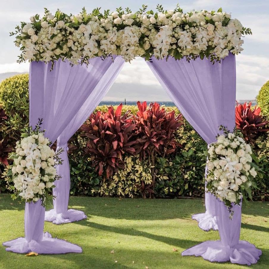 Wedding Arch Draping Fabric 1 Panel 30'' x 18FT Lilac Sheer Chiffon Arch Drapery for Photo Booth