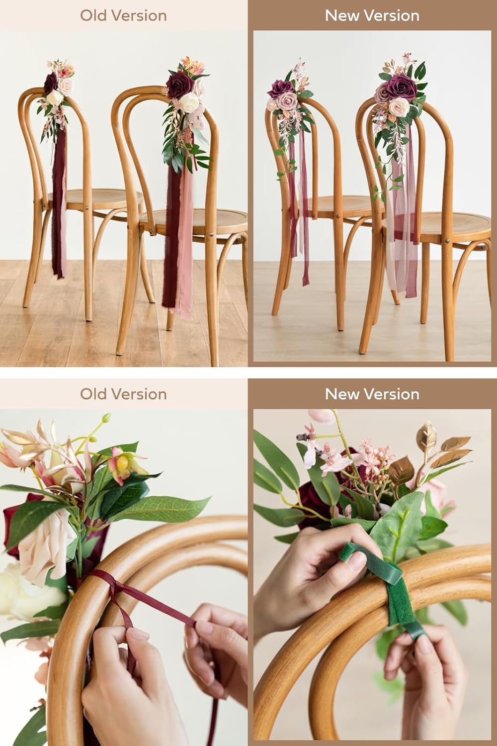 Ling's Moment 8pcs Aisle Pew Artificial Flowers Arrangements for Wedding Ceremony Chair Back Floral