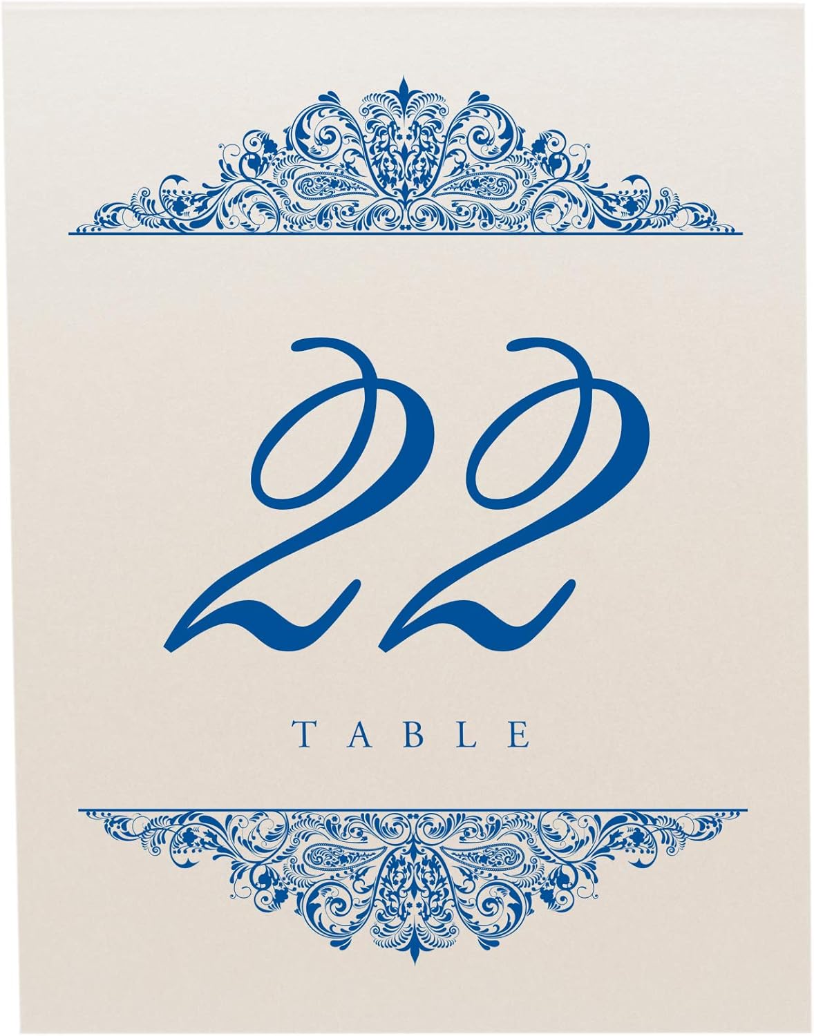 Paisley Wedding Table Numbers (Select Color/Quantity), Champagne, Royal Blue, 1-20, Double Sided