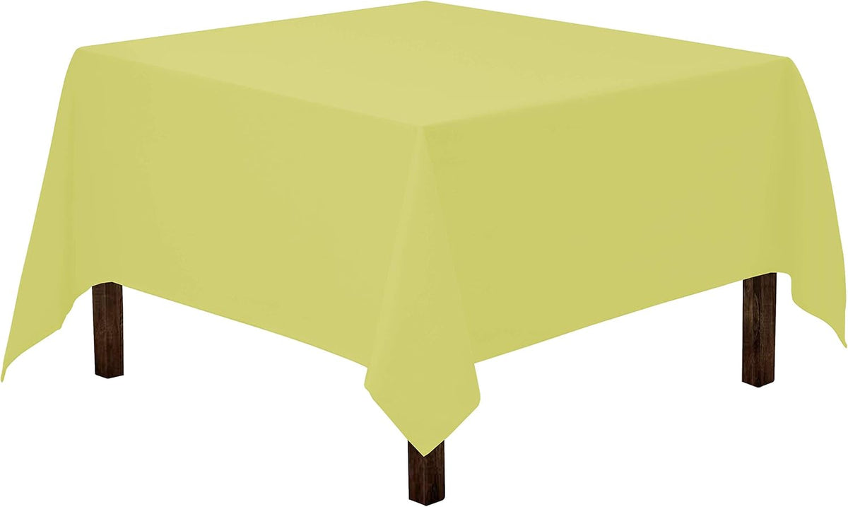Gee Di Moda Square Tablecloth - 52 x 52 Inch Yellow Table Cloth for Small Square or Round Tables