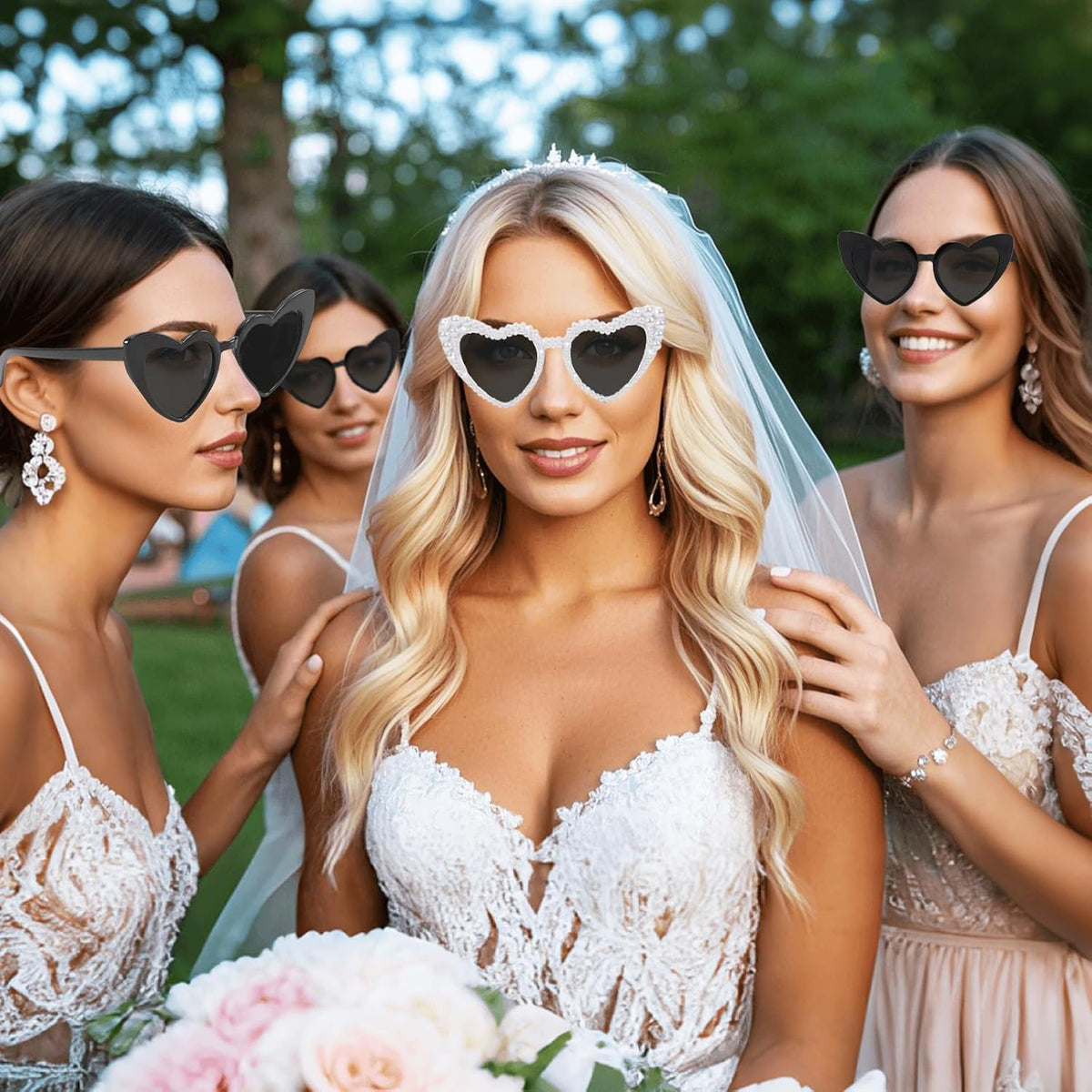 Bachelorette Party Heart Sunglasses 8 Pack Pearl Bride Sunglasses Bridesmaids Sunglasses Party