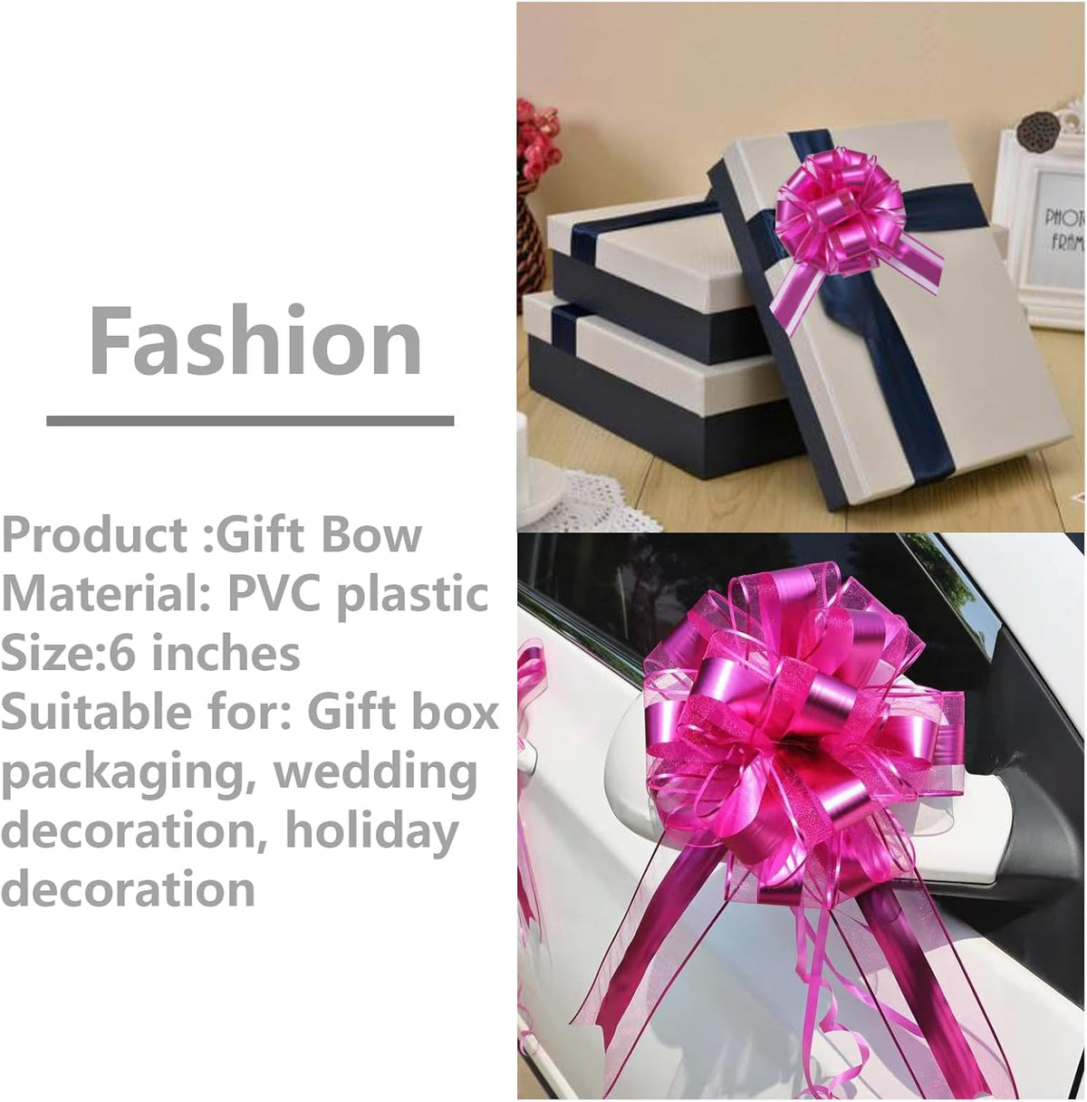 7 Pieces Large Pull Bows, 6 inche, Big Bow for Gift Wrapping, Christmas Party Birthday, Wedding