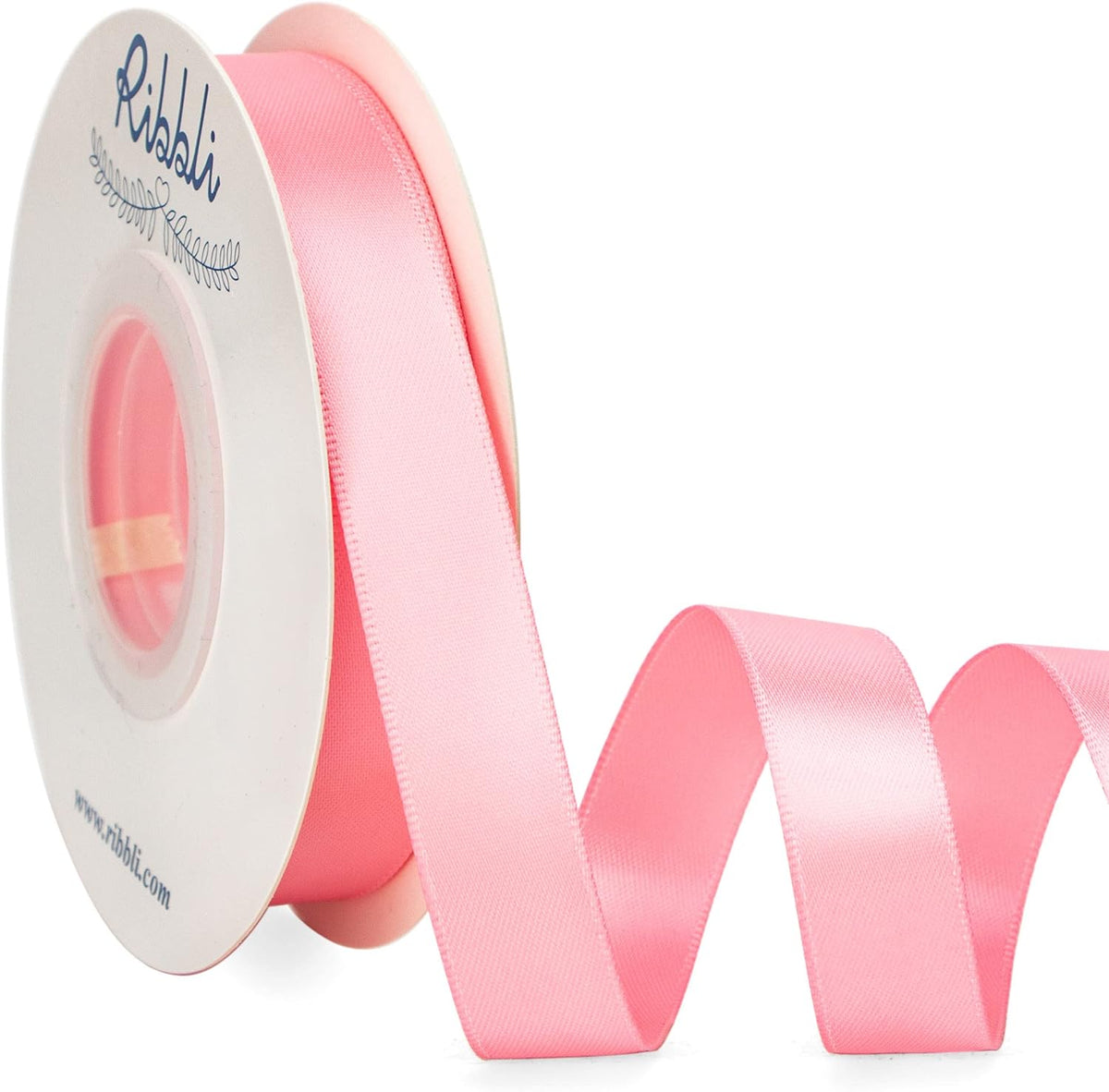 Ribbli Pink Satin Ribbon 5/8 inch x Continuous 25 Yards,Double Faced Satin Use for Craft, Gift