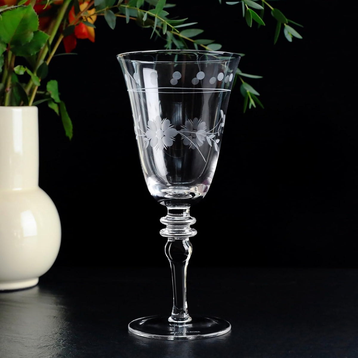 Premium Delight Wine Glasses Set of 4, 14.2 oz – Hand-Blown with Etched Long Stem, Classic