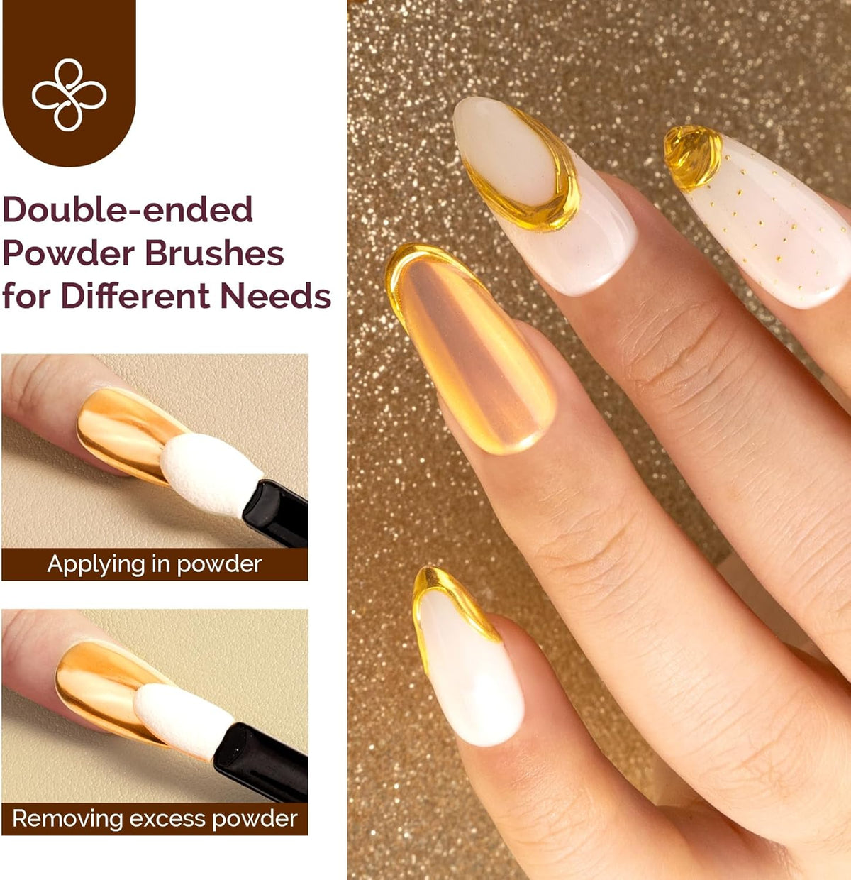 MelodySusie Gold Chrome Nail Powder for Gel Nails,Metallic Mirror Effect Pigment Stylish and