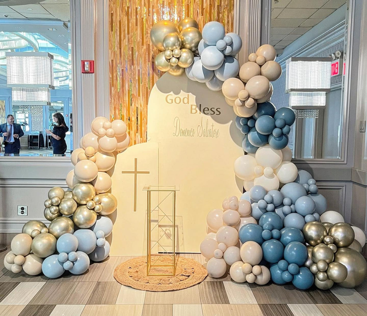 Paready Dusty Blue Balloons, 50 Pcs Gold White Balloons, 12 Inch Sand White Retro Ice Mist Macaron
