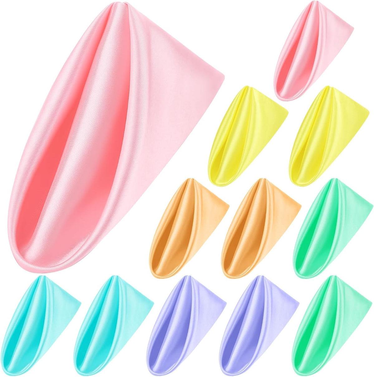 Aneco 12 Pieces Satin Napkins Soft Dinner Napkins Multicolor Square Weddings Table Napkins 17 x 17