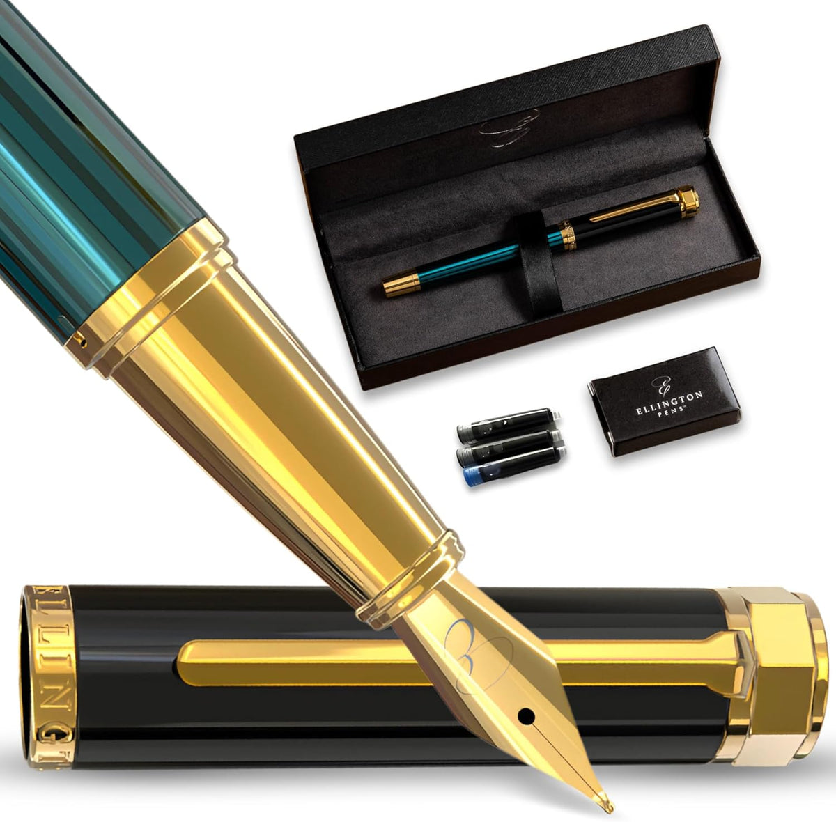Ellington Pens Luxury Fountain Pen Set- Fountain Pens for Writing - Smooth Extra Fine Nib