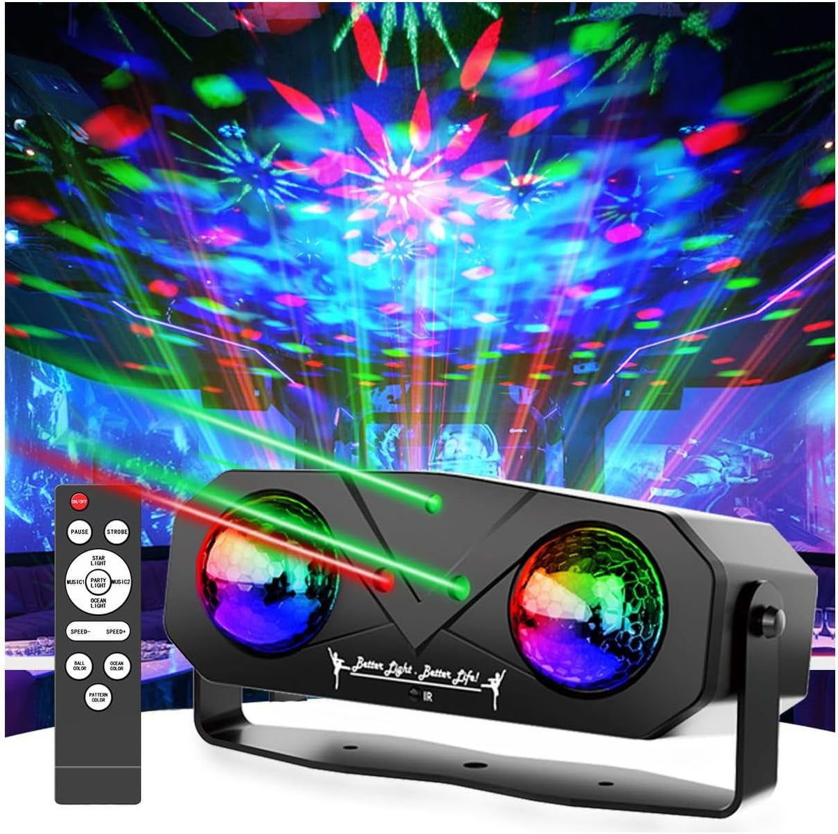 Disco Ball Light,Party Disco Dj Strobe Ocean Star Projector Dance Light Sound Activated with Remote