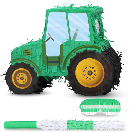 Tractor Pinata Bundle with a Blindfold and Bat(15.8 x 6.7 x 12 Inches), Kids Excavator Pinata for