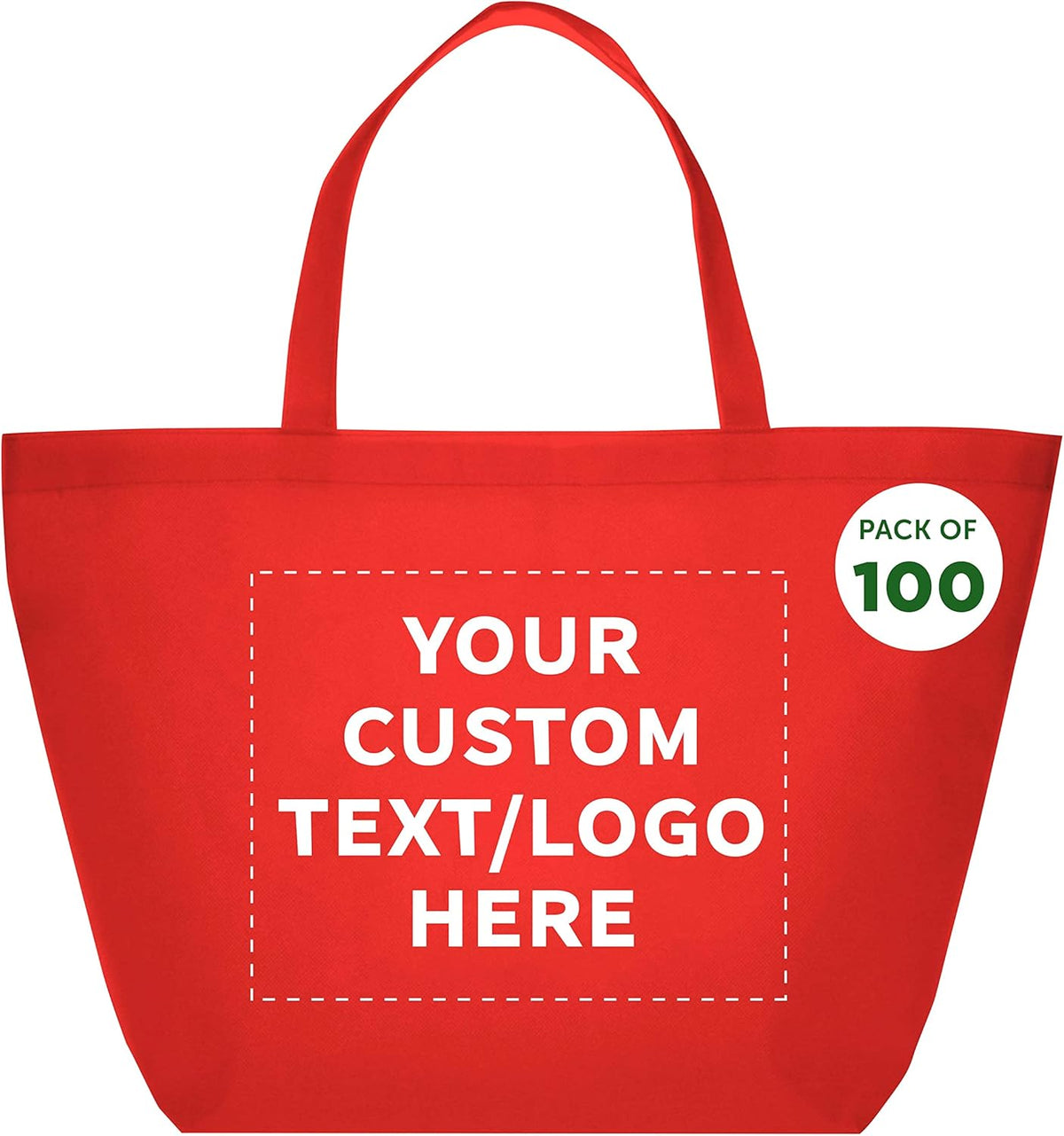 DISCOUNT PROMOS Custom Southern Style Grocery Tote Bags Set of 100 - Personalized Bulk Pack