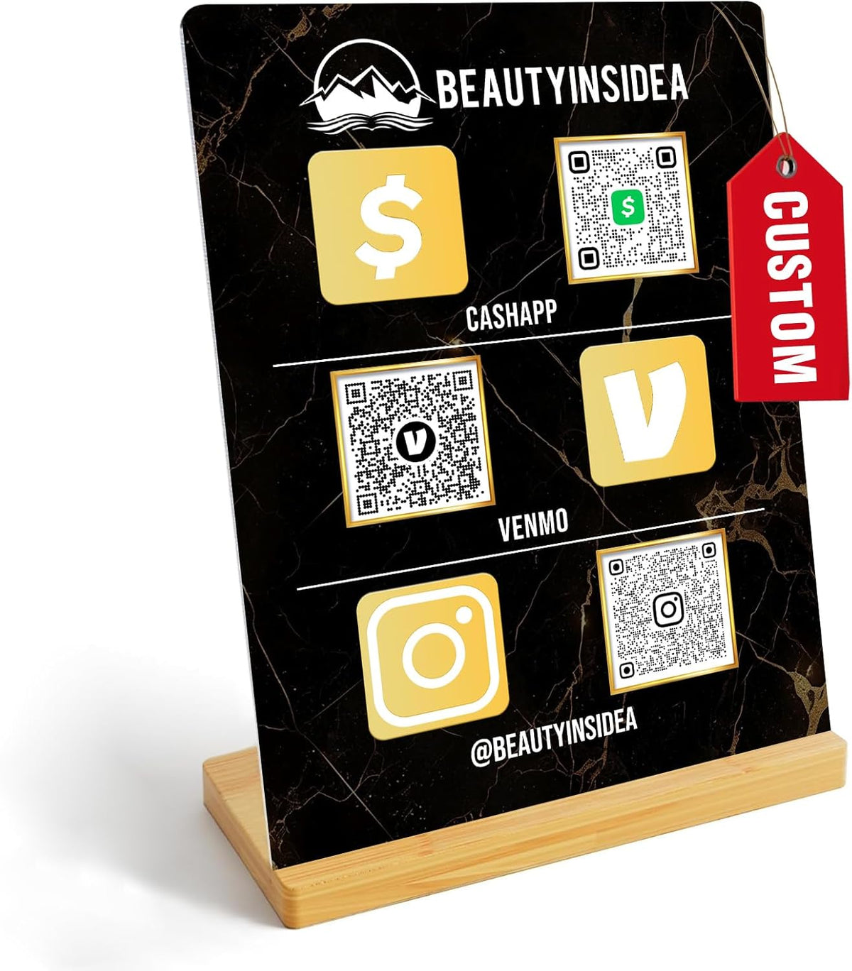 Personalized Custom Metal QR Code Sign Venmo Cashapp Scan to Pay with Stand Instagram Facebook