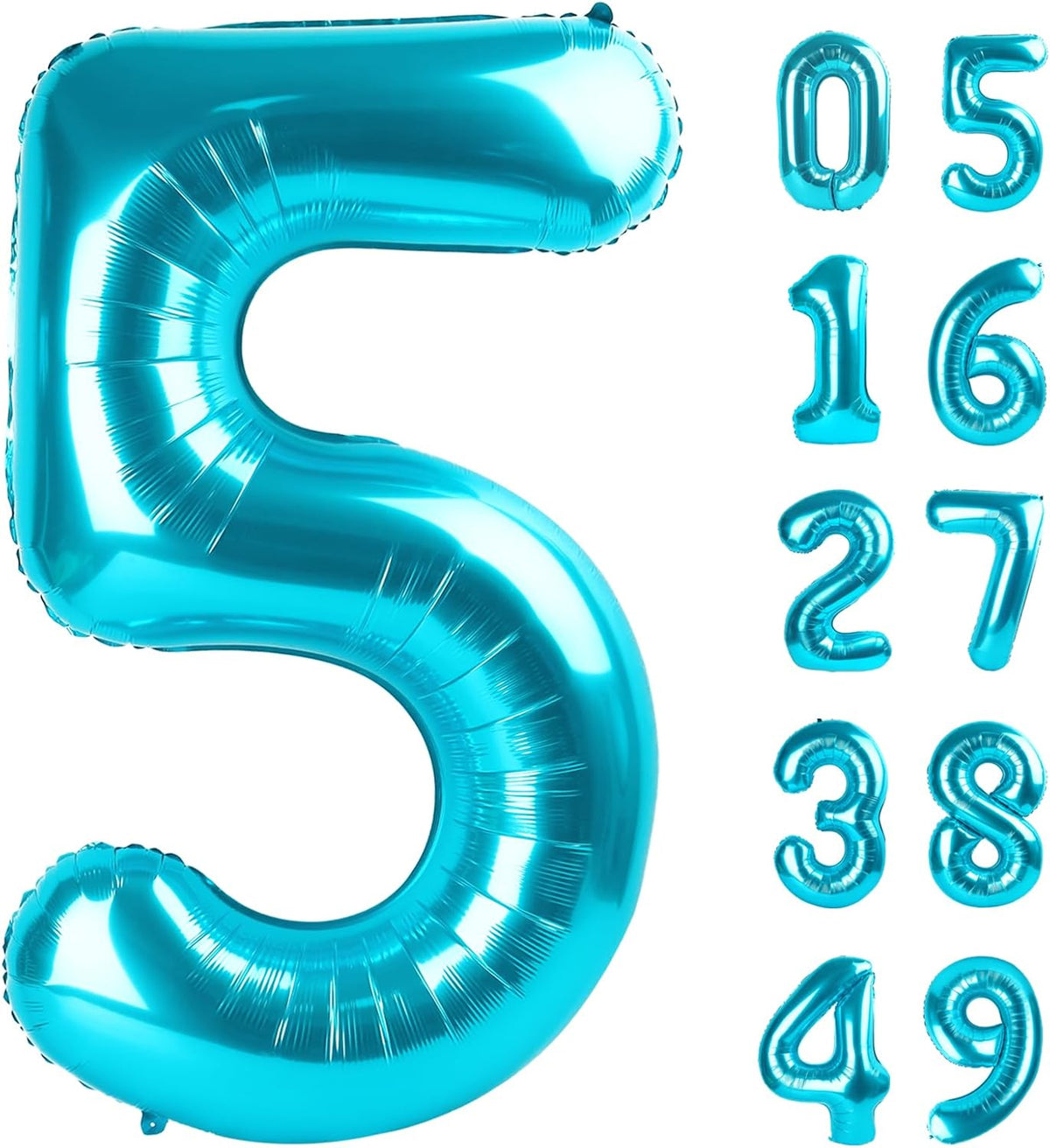 Blue 40 Inch Large Number 5 Birthday Balloon, Five 5th 15 25 35 50 55 Birthday Celebration
