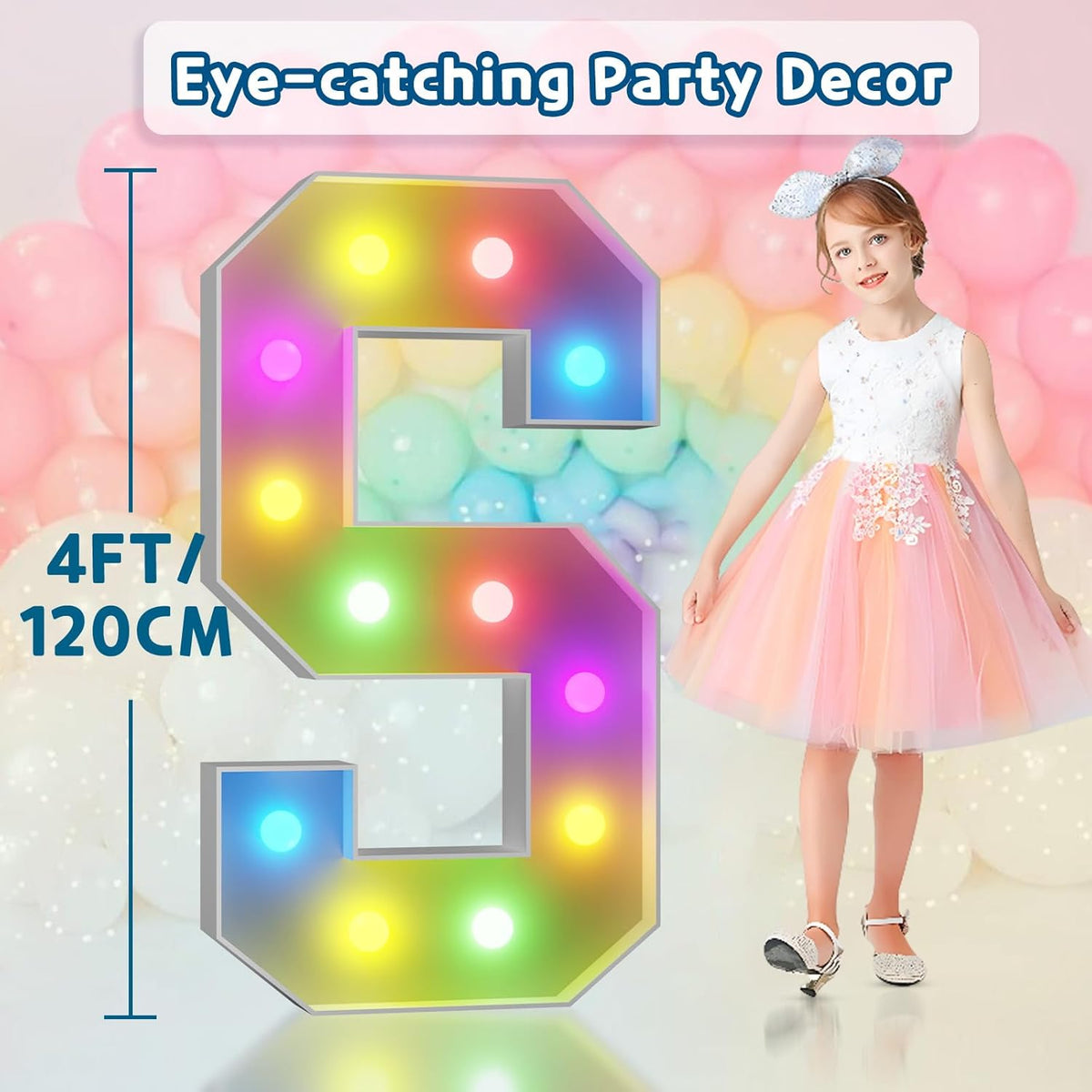 imprsv 4FT Colorful Marquee Light Up Letters S, 18 Colors Large Light up Letters Alphabet Sign with