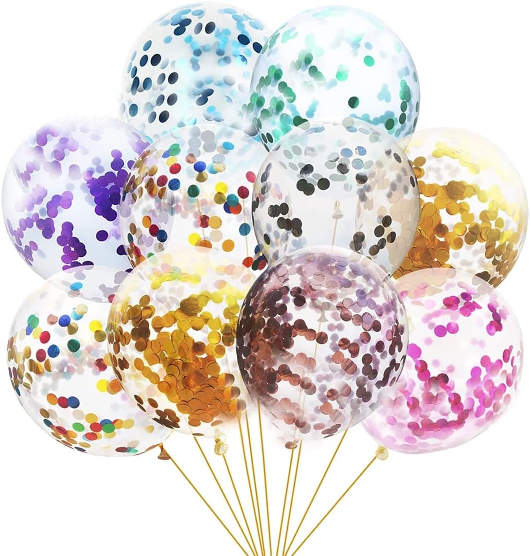 100Pcs Confetti Balloons 12 Inch Colorful Party Balloons Gold Sequin Balloon Set Assorted Color