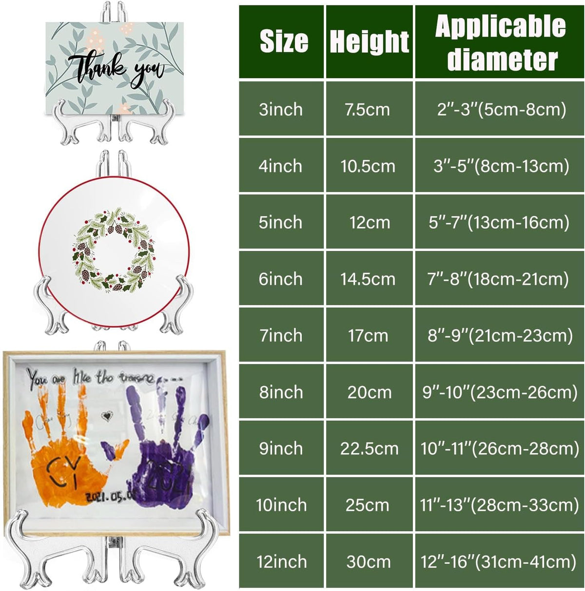 12 Pack 6 Inch Clear Plastic Easels or Stand/Plate Holders to Display Pictures or Other Items at