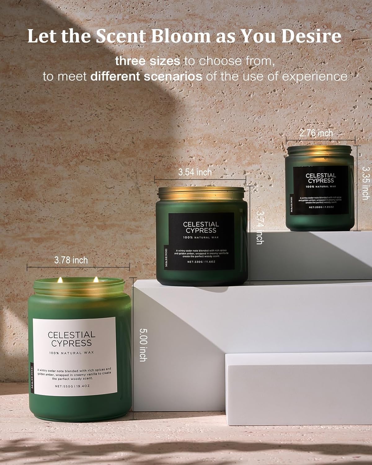 M&SENSE Celestial Cypress - Cedar & Spice Soy Jar Candles, Cedarwood Cardamom Large Winter Scented