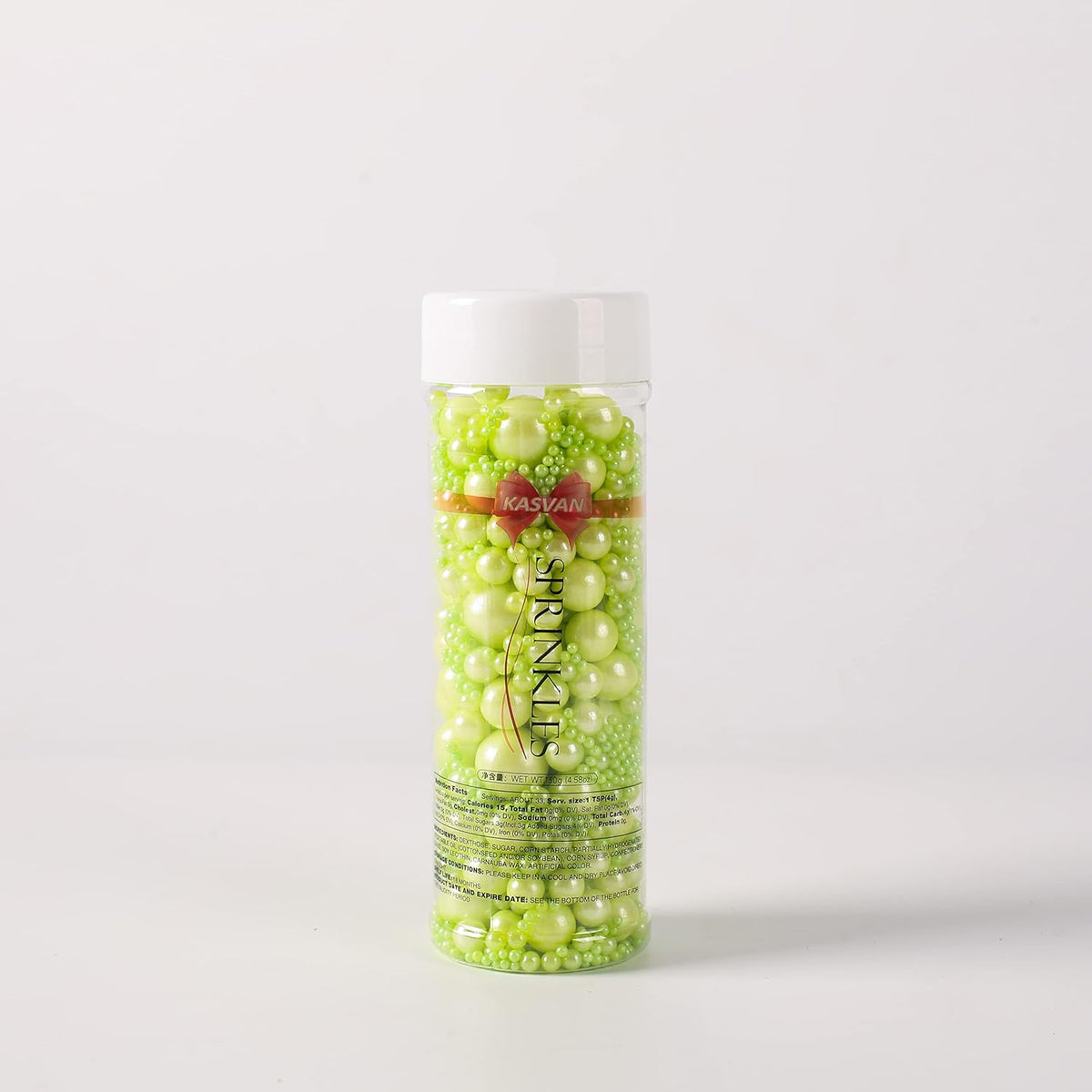 Kasvan Halloween Green Pearl Sugar Sprinkles - Edible Candy Pearls 130g/4.58 Oz, Mix Size, Baking