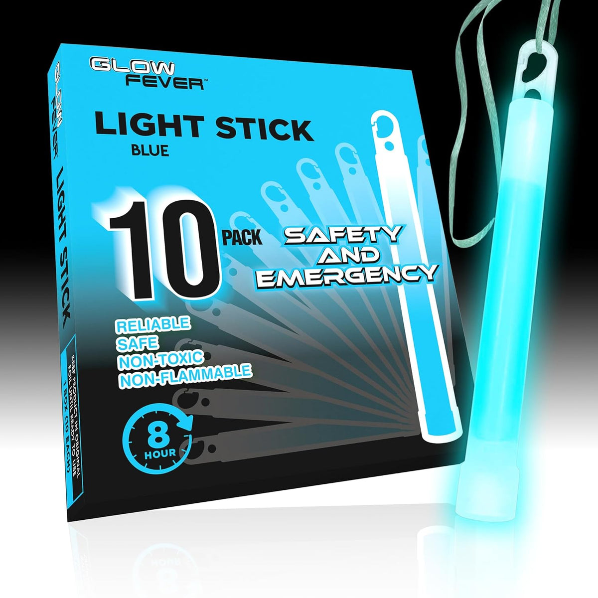 Glow Fever Emergency Safety Military Grade Glowsticks; 10PCS, 6" Ultra Bright Glow Sticks with 8