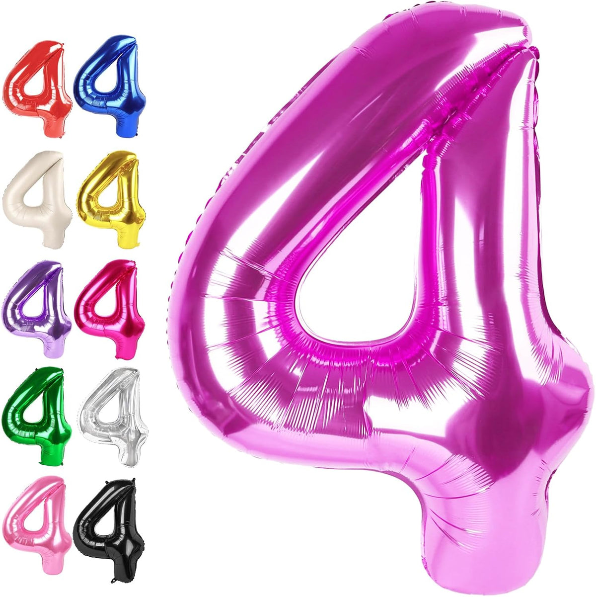 40 Inch Rosy Purple Large Number 4 Balloons, Giant Foil Number Four 14 24 34 40 44 Balloons, Rosy