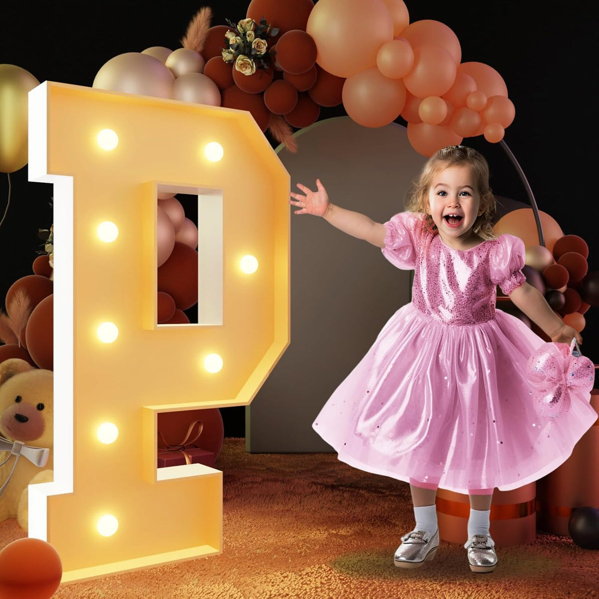 imprsv 3FT Block Marquee Letters Light Up Letters for Birthday Baby Shower Party Backdrop Decor
