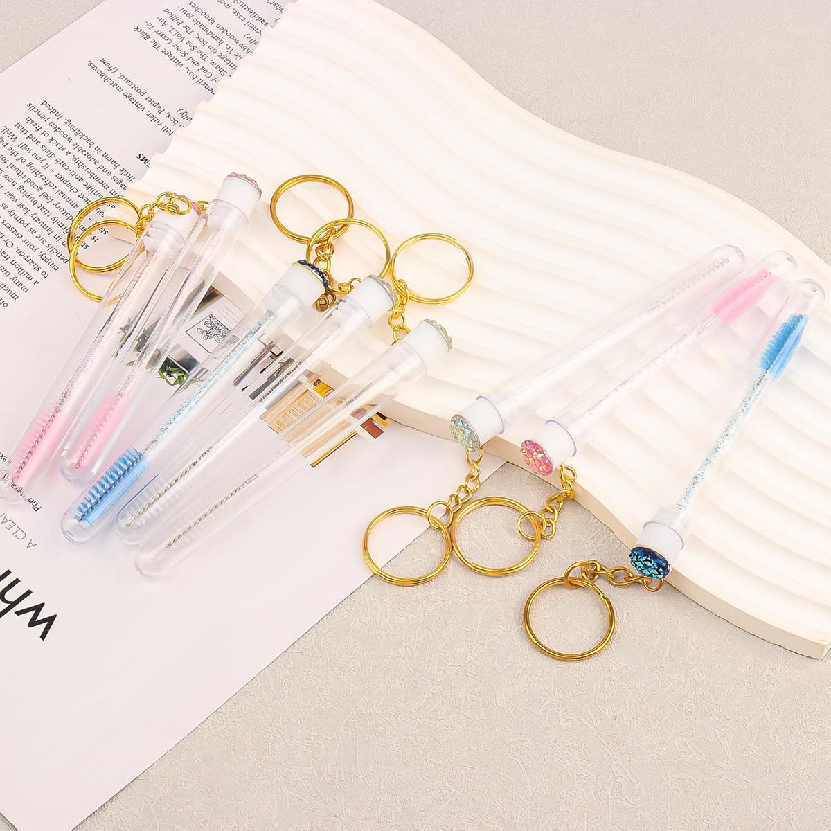 48 Pieces Disposable Mascara Wands Set,Include 24 pcs Disposable Crystal Lash Spoolies Brush and 24