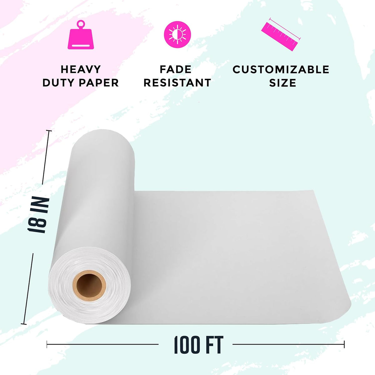 Bryco Goods 18”x1200” (100’) White Kraft Paper Roll - Pack of 2 - Easel Paper for Arts & Crafts