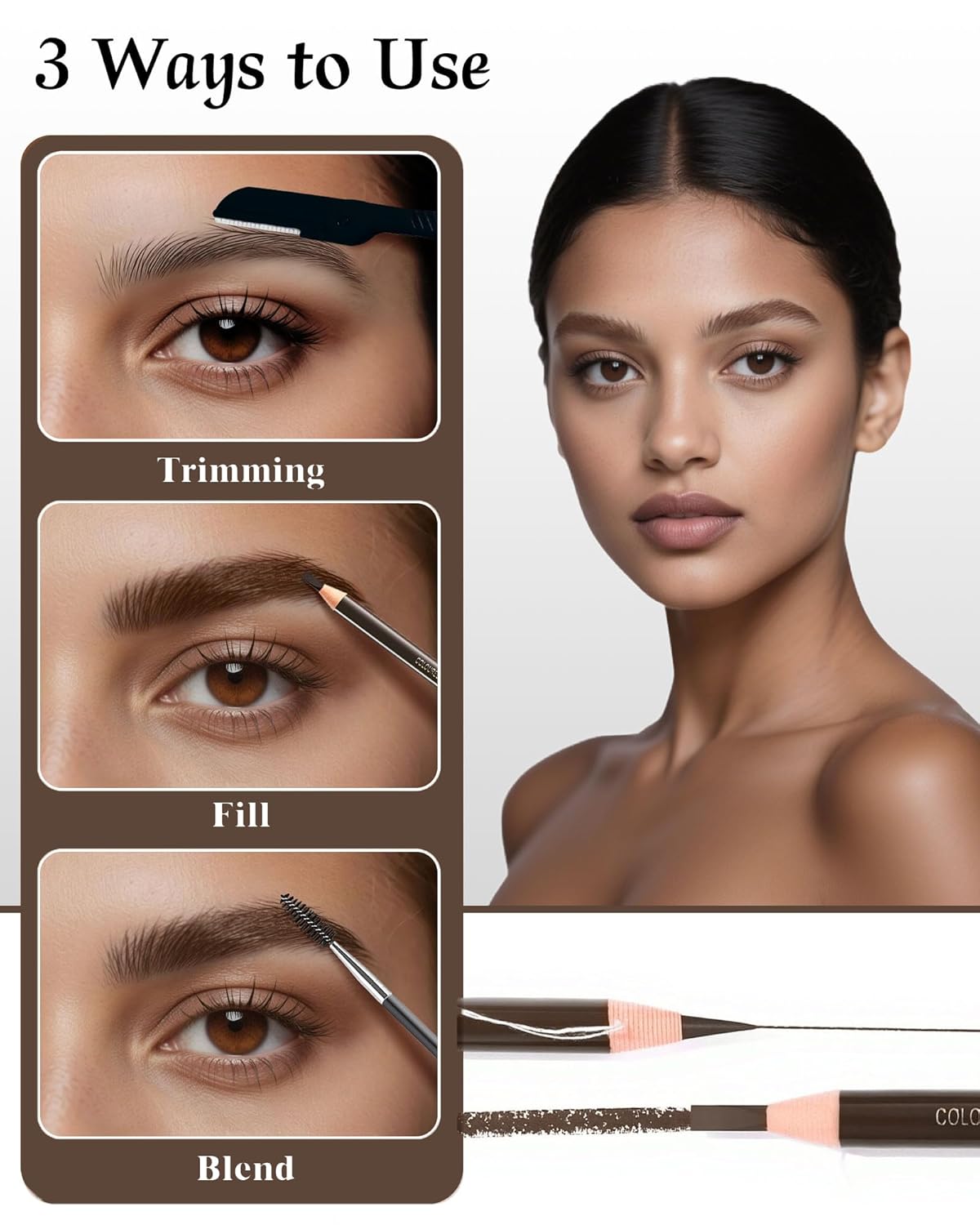 12 Piece Gray Brown Waterproof Eyebrow Pencils for Women w/Microblading Eyebrow Pencil & Brow