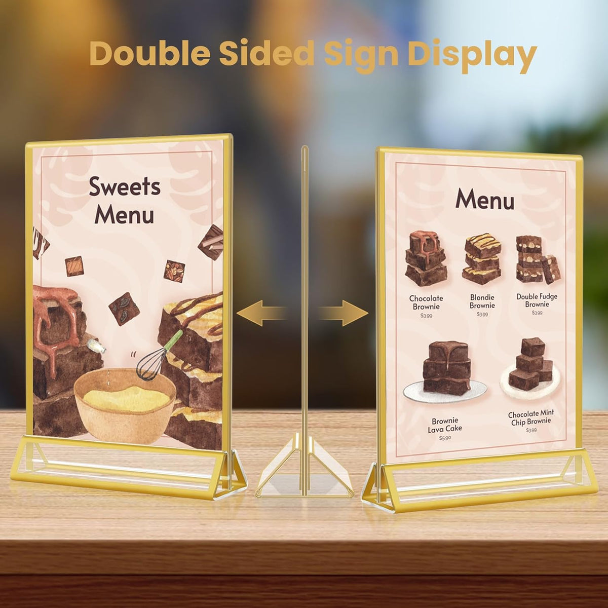 5x7 Gold Acrylic Sign Holder, 12 Pack Wedding Table Number Stands With Vertical Gold Borders