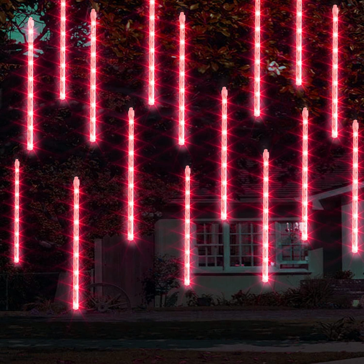 Dazzle Bright 288 LED Christmas Light, 11.8 Inch Meteor Shower Rain Lights with 8 Tubes，Waterproof