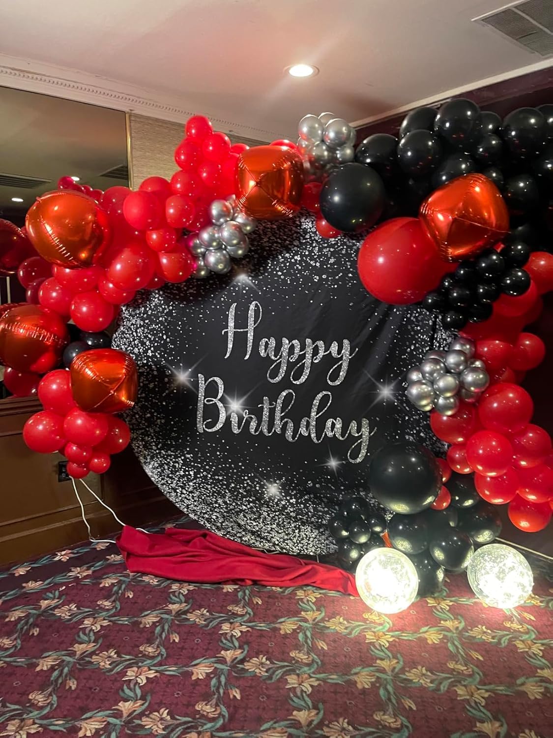 12Pcs Red Round Foil Balloons, 22" 15" 10" 4D Ball Balloons, Metallic Red Foil Balloon for Wedding