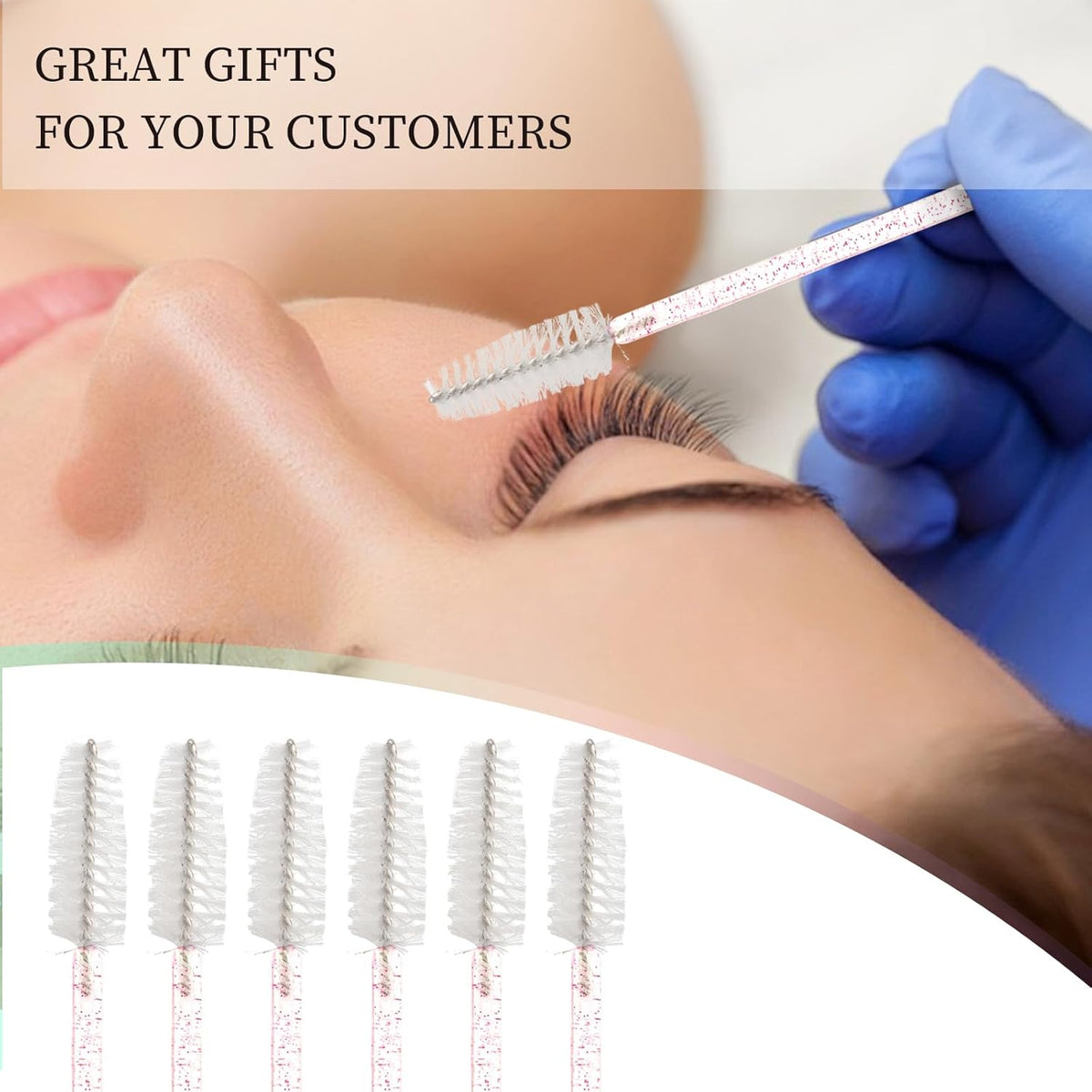 300PCS Disposable Mascara Wands Spoolie Brush Crystal Eyebrow Brushes Eyelash Extension Applicator