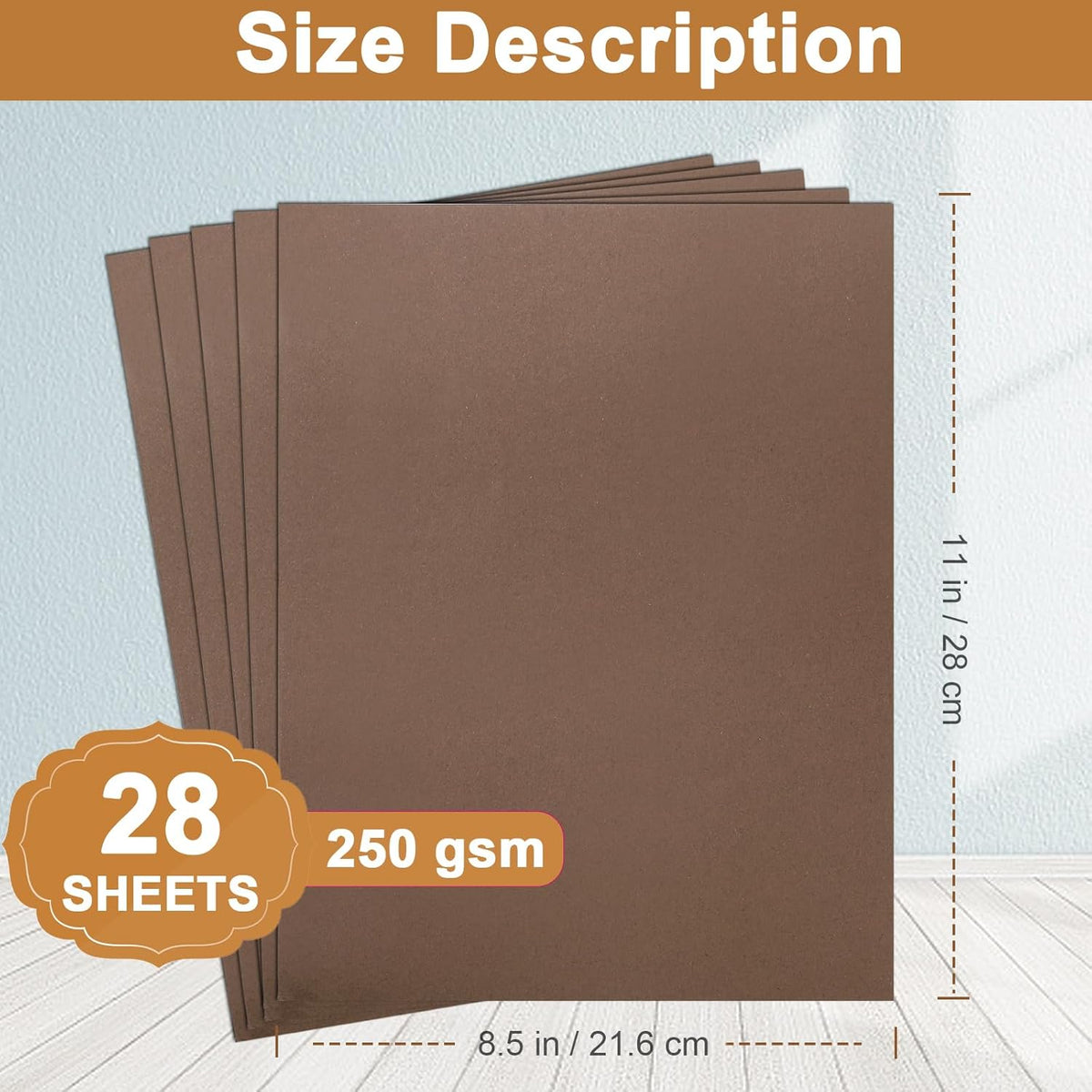 28 Sheets Coffee Color Cardstock 8.5 x 11 Craft Paper, 92lb Chocolate Brown Card Stock for DIY Card