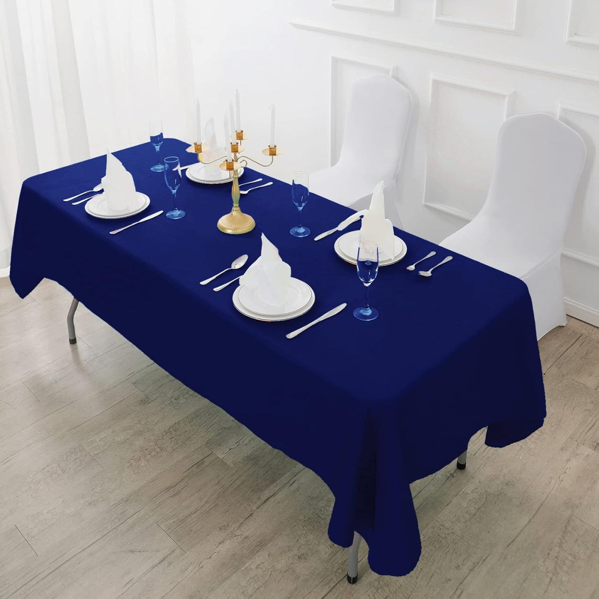Fokitut 6 Pack Rectangle Tablecloth, 60x102 Inch, Stain Resistant and Wrinkle Polyester Table