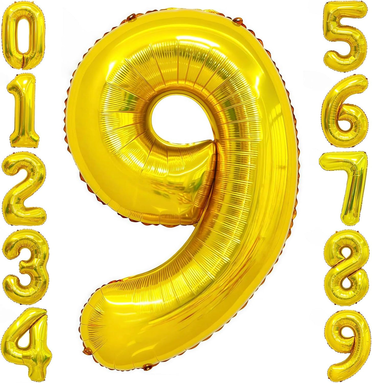 Gold 9 Balloon Number,40 Inch Number 9 Balloon Large Gold 9 Foil Mylar Helium Balloon for Birthday