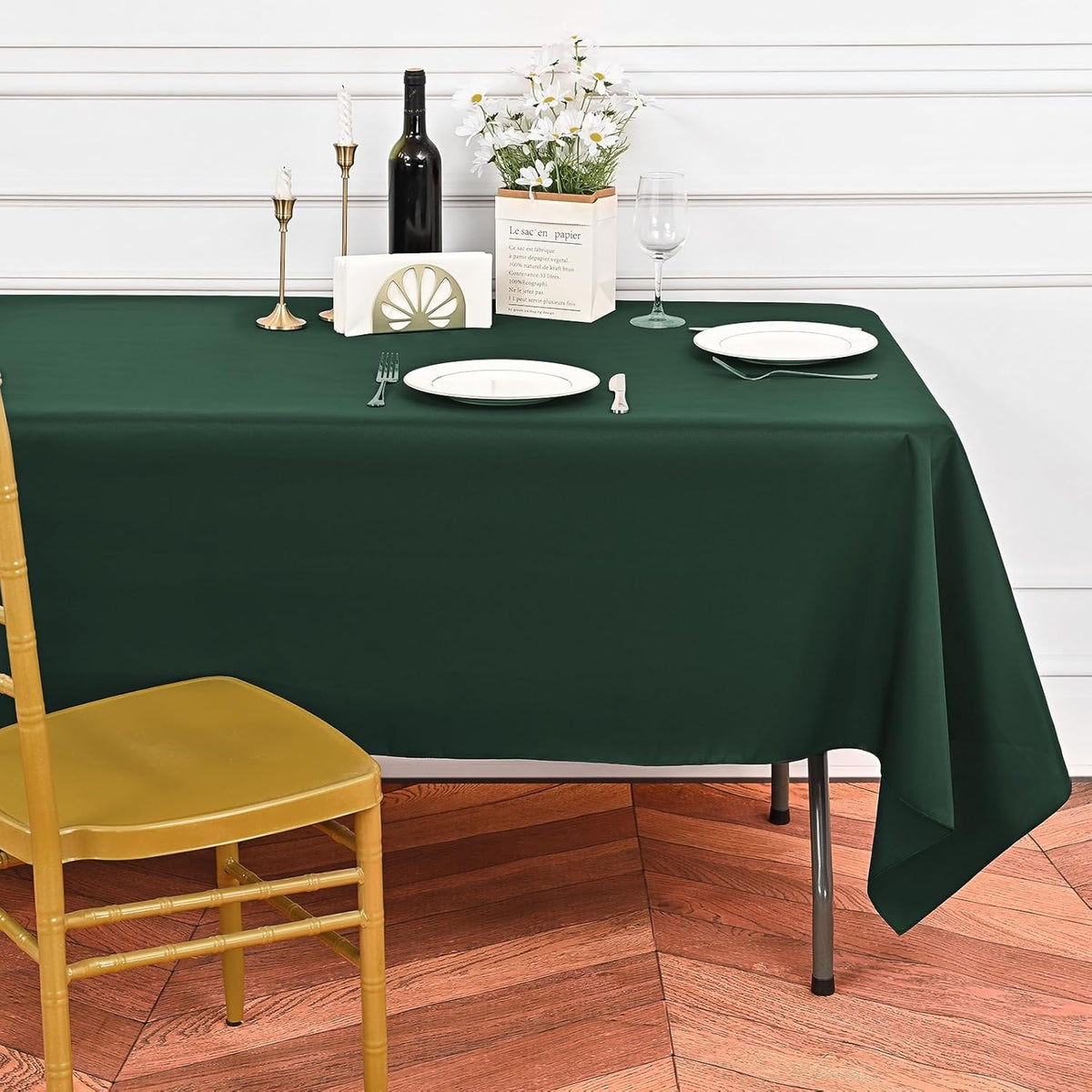 10 Pack Hunter Green Tablecloths for 6ft Rectangle Tables 60 x 102 Inch - Polyester Table Cover