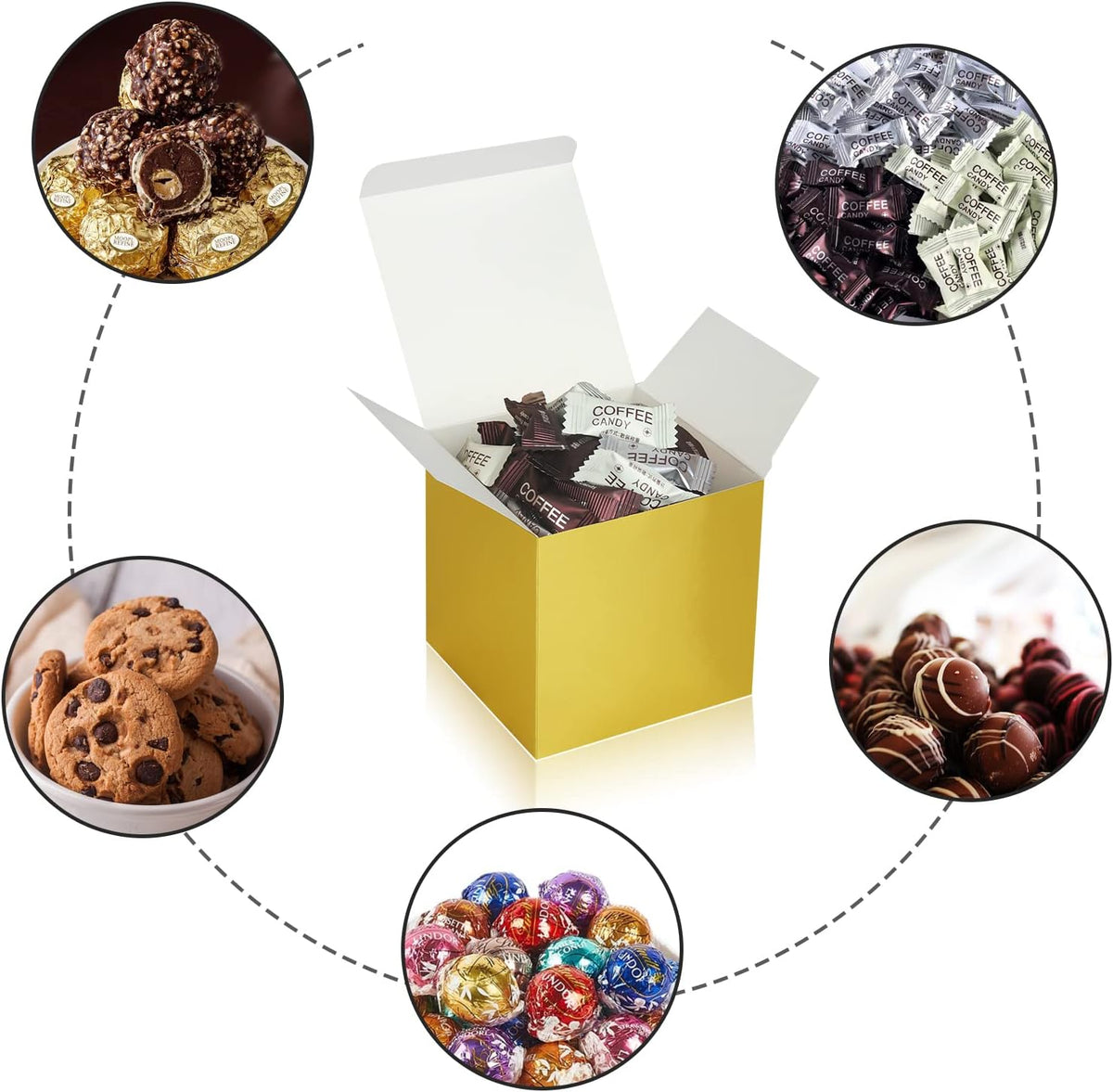 50 Pack Small Gift Boxes, 2x2x2 Favor Boxes Gold Paper Gift Boxes with Lids for Presents, Crafting