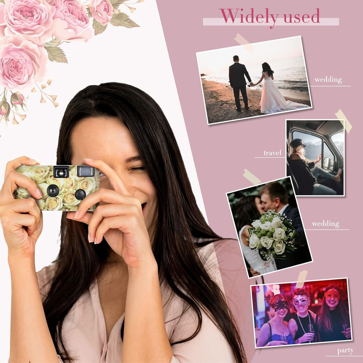 12 Pack Disposable Camera Bulk for Wedding 34 mm Single Use Film Camera with Flash for Wedding Baby