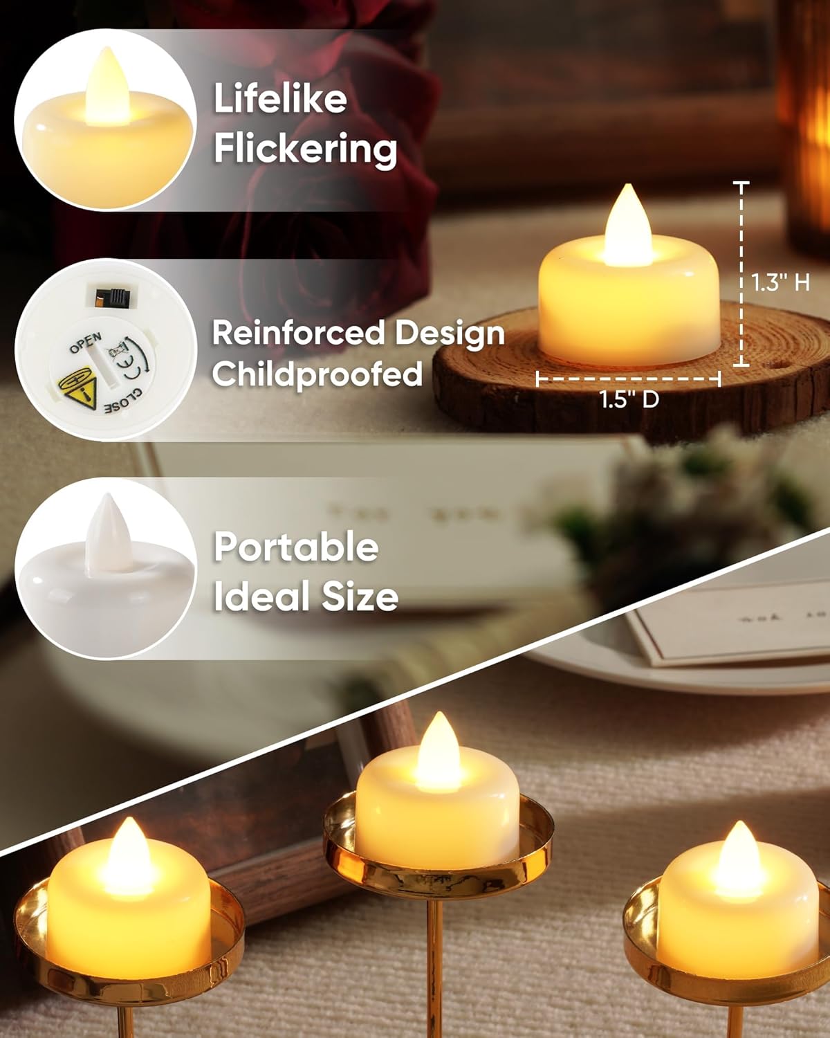 Amagic 12 Pack Remote Candles, Tea Lights with Timer, 400+Hours Flickering Flameless Battery