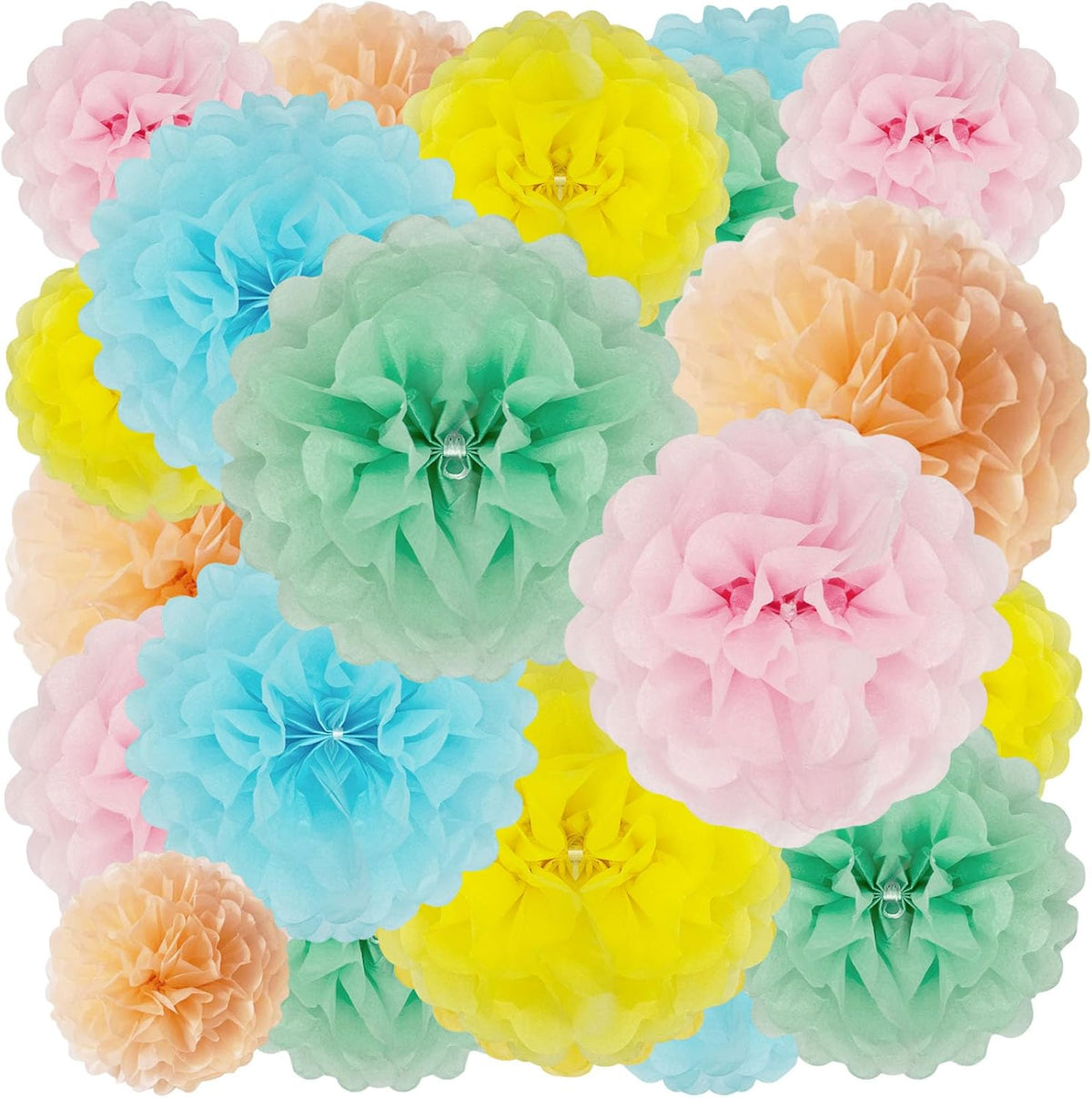 Tissue Paper Pom Poms, Light Colorful Tissue Paper Flowers, Hanging Flower Balls for Easter
