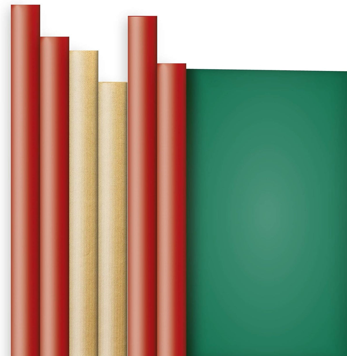 Jillson Roberts 6 Roll-Count Solid Color Wrapping Paper, Double-Sided Kraft Red and Gold/Gold and