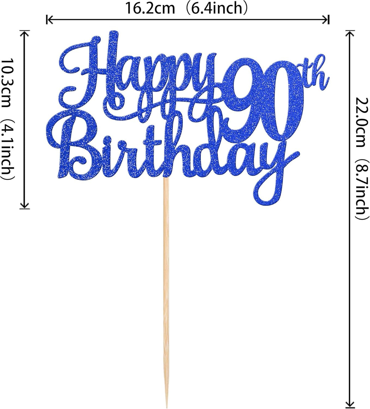 1 PCS Happy 90th Birthday Cake Topper Glitter Cheers to 90 Years Birthday Cake Pick Ninety 90