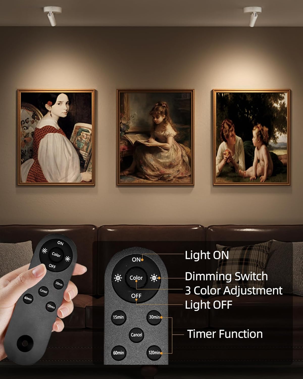 EZVALO Spot Lights Indoor,5500mAh Rechargeable Plants Spotlights with Remote,Wireless Mini Art