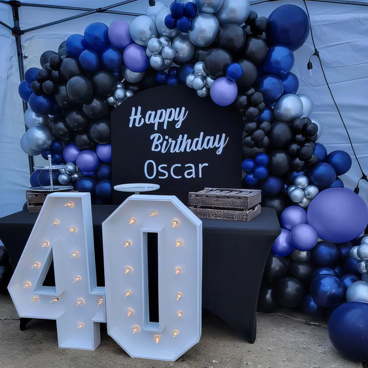 Blue and Black Balloons, Navy Blue and Silver Balloons Metallic Silver Dark Blue Balloon Party