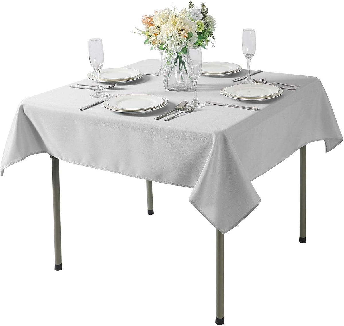 Cupuamon Square Tablecloth 52x52 inch Washable Polyester Fabric Table Cloth for Wedding Party