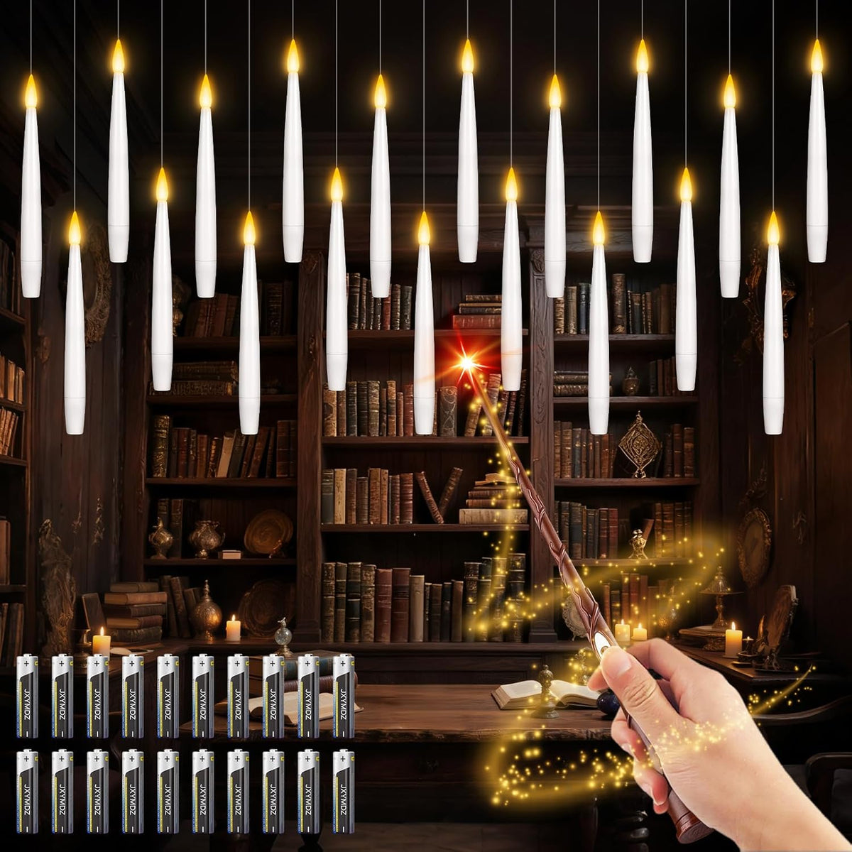 Halloween Decorations, 20 Pcs Floating Candles with Wand Remote, Battery (indluded) Operated Magic