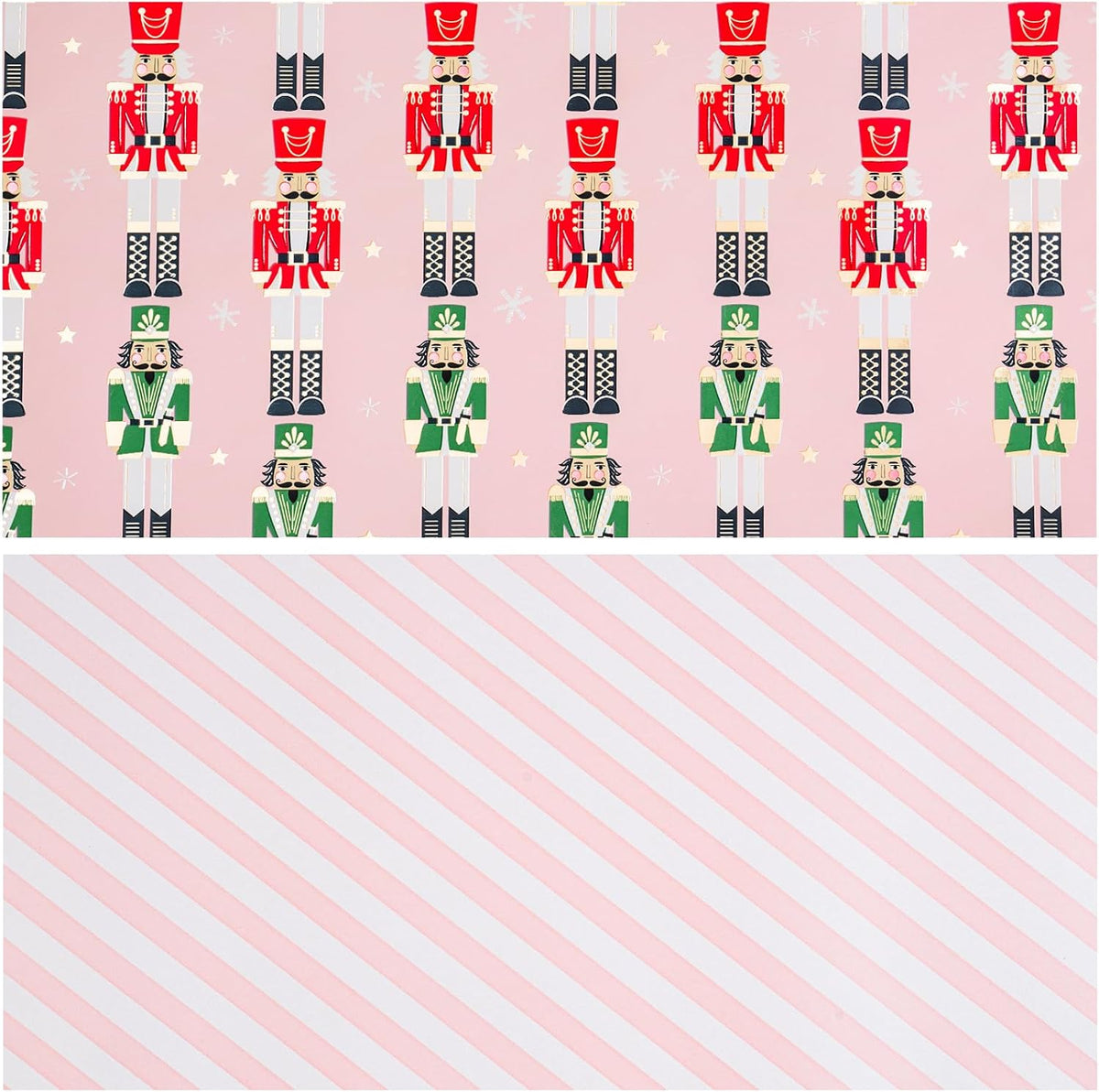 LeZakaa Christmas Pink Wrapping Paper Jumbo Roll for Kids, Pink Metallic Foil Gift Wrap Paper with