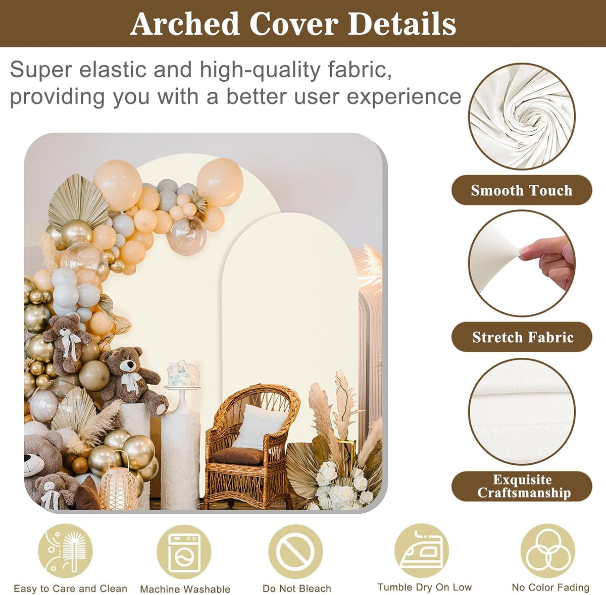 Wedding Arch Backdrop Stand and Cover Set(7.3FT,6FT)Set of 2,Metal Balloon Arch Stand Frame for